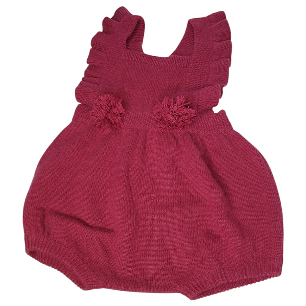 Mika & Milo Cashmere 4 Ply Ruffled Romper Adjust Straps Lux Cottagecore 2 years